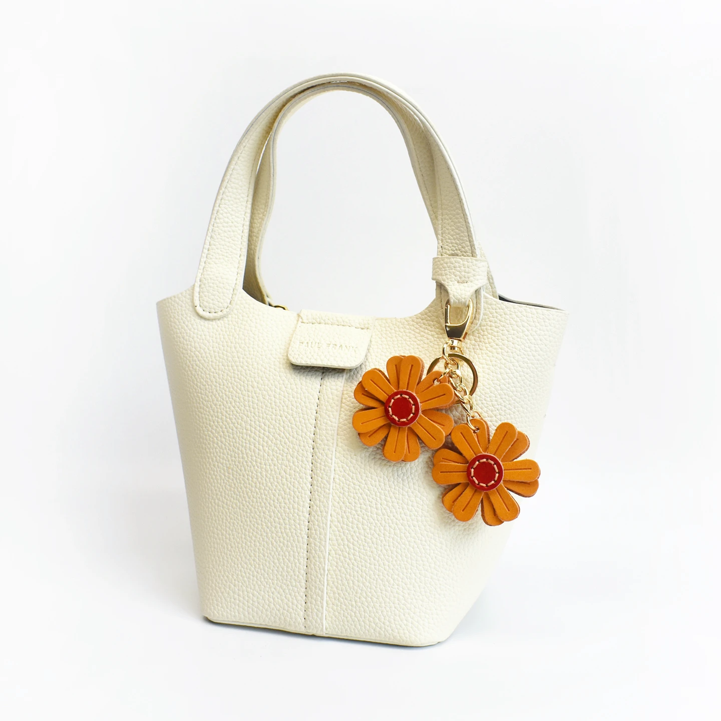 

Flower Bloom Double-Sided Leather Flower Bag Pendant Genuine Leather Daisy Keychain Decoration