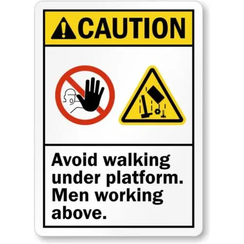 Avoid Walking Under Platform Aluminum Weatherproof Sign p1051