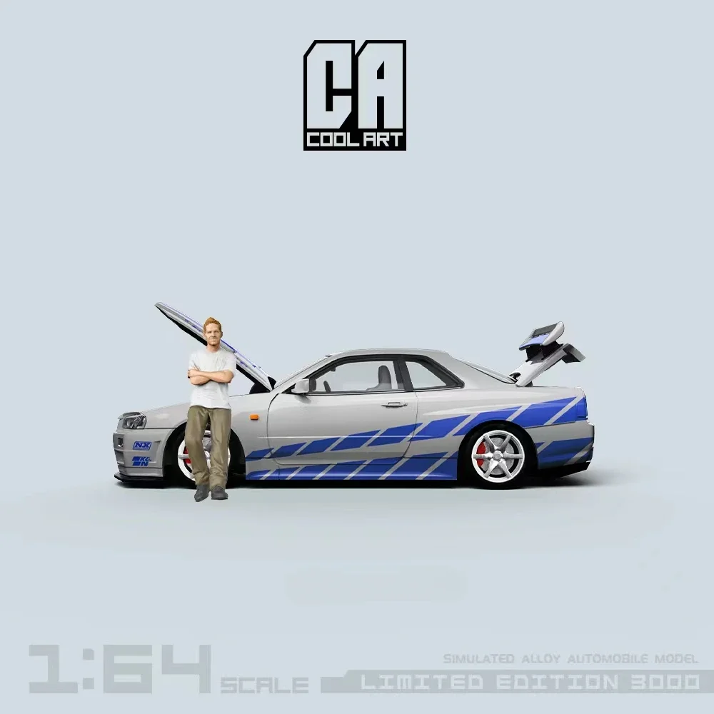 Cool Art  1:64 Skyline R34 Z-Tune FNF Silver-Blue Diecast Model Car