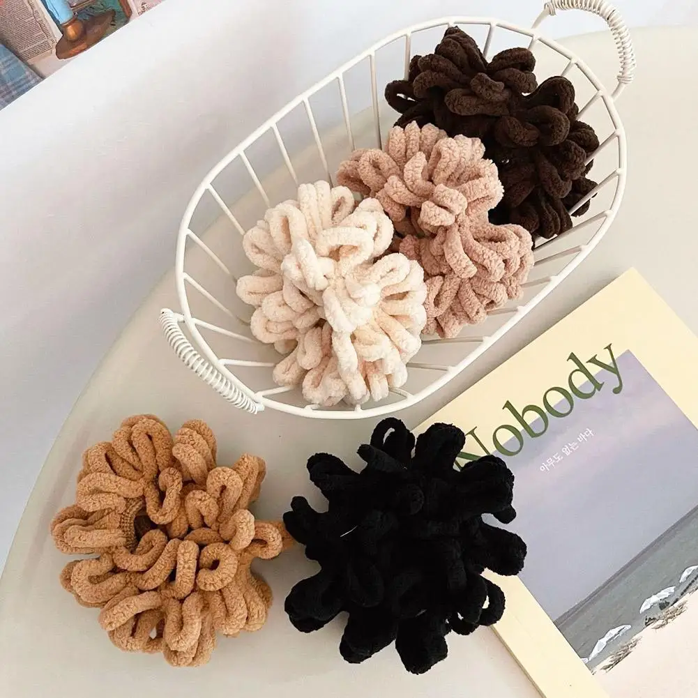 Donne eleganti Solid Flods peluche fasce elastiche morbide per capelli coda di cavallo tenere cravatta per capelli Scrunchie elastico accessori per capelli di moda