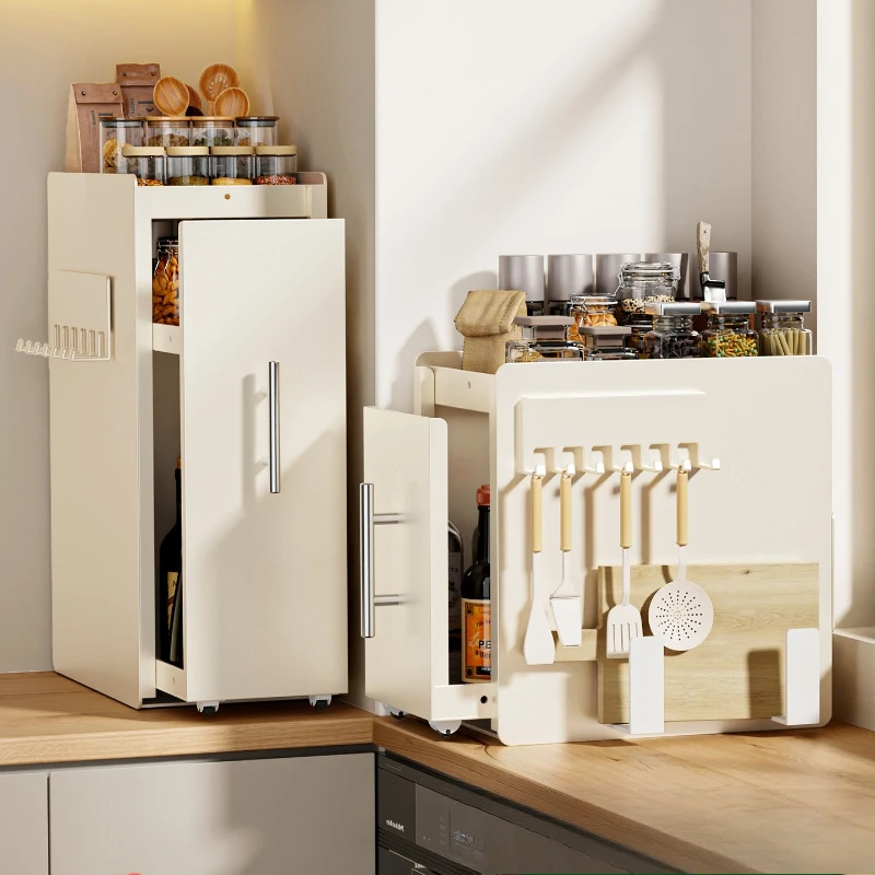 

Pull-out seasoning rack kitchen multi-functional seasoning countertop storage cabinet shelf box narrow side storage rack