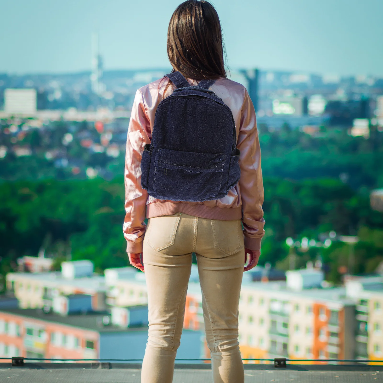 Retro Style Dark Blue Denim Backpack Spacious Lightweight Student Satchel for Daily Commute Travel Outdoor Adventure Unisex