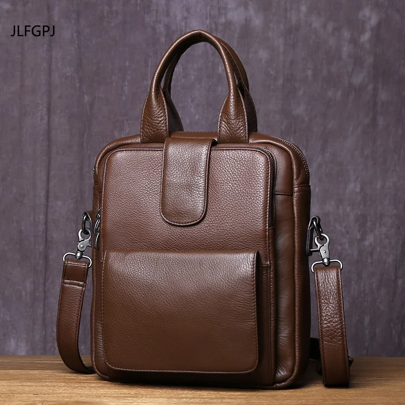 

Handmade Genuine Leather Original Vertical Square Handbag For Men's Casual Top Layer Cowhide Single Shoulder Crossbody File Bag