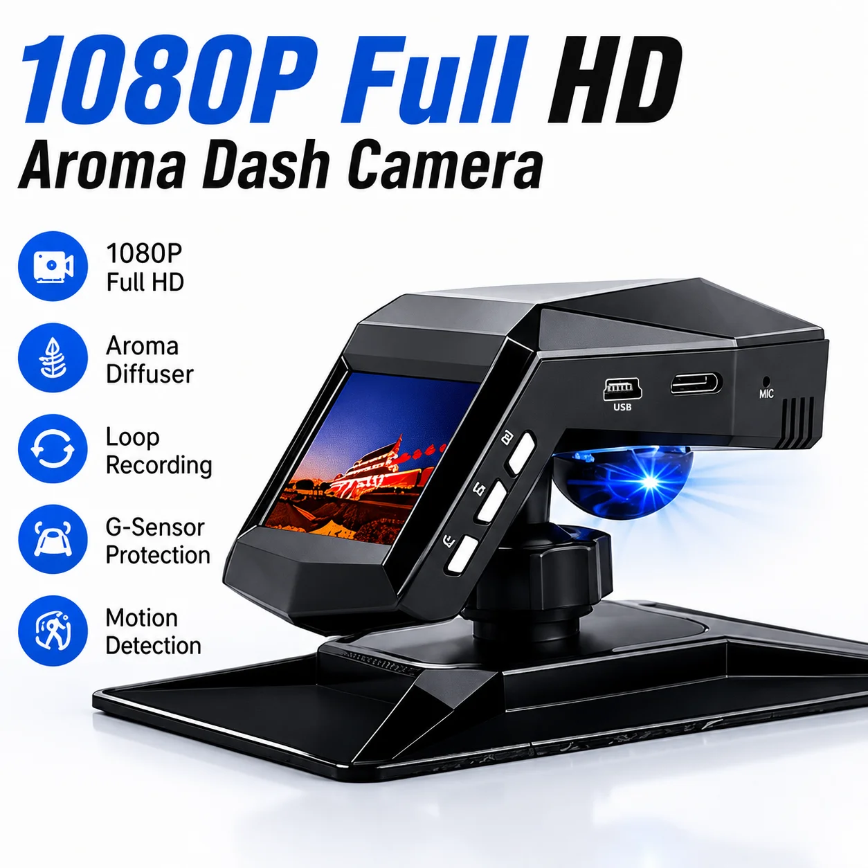 CCAKRZY 1080p Full HD Dash Cam | 1080p HD Recording, G-Sensor Collision Detection, Motion Detection, Loop Recording