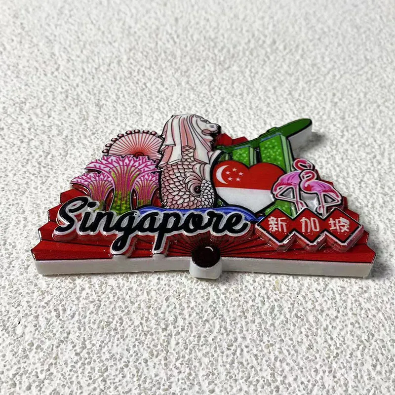 Singapore tourism memorial crafts creative Merlion Park building three-dimensional decoration 3d magnetic refrigerator magnets