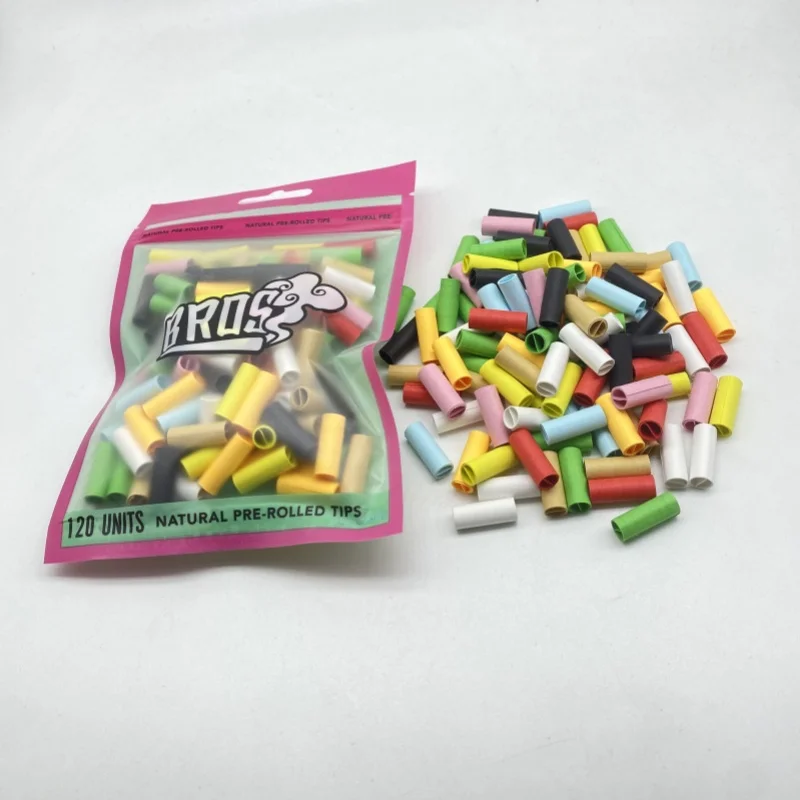 120pcs 7MM Colorful Per Rolled Tips Natural Prerolled For Smoking Cigarette Rolling Paper