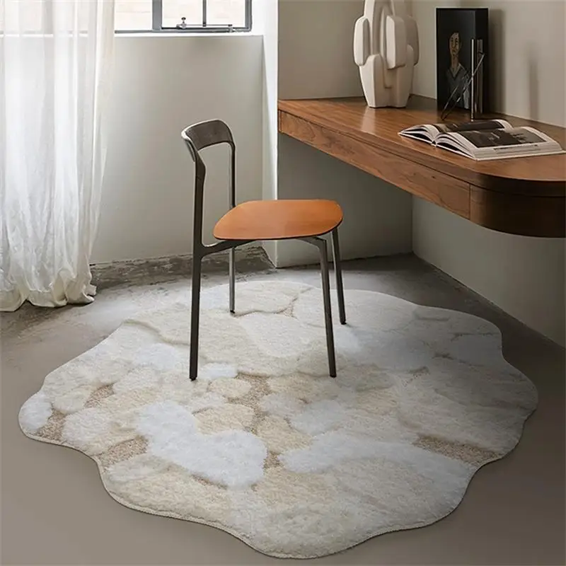 Soft Cream Style Round Carpet For Bedroom Irregular Home Decor Living Room Rug Warm Modern Design Sofa Coffee Table Floor Mat