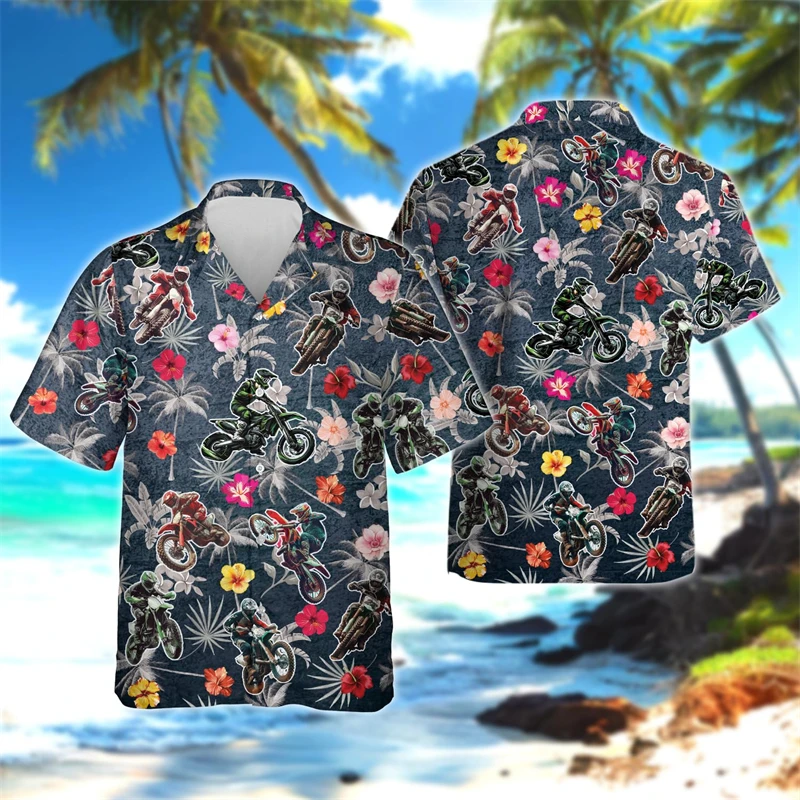 

Motorcycle Club Beach Shirt Casual Hawaiian Motocross Team Shirts For Men Clothes Funny Riding Short Sleeve Casual Boy Blouses