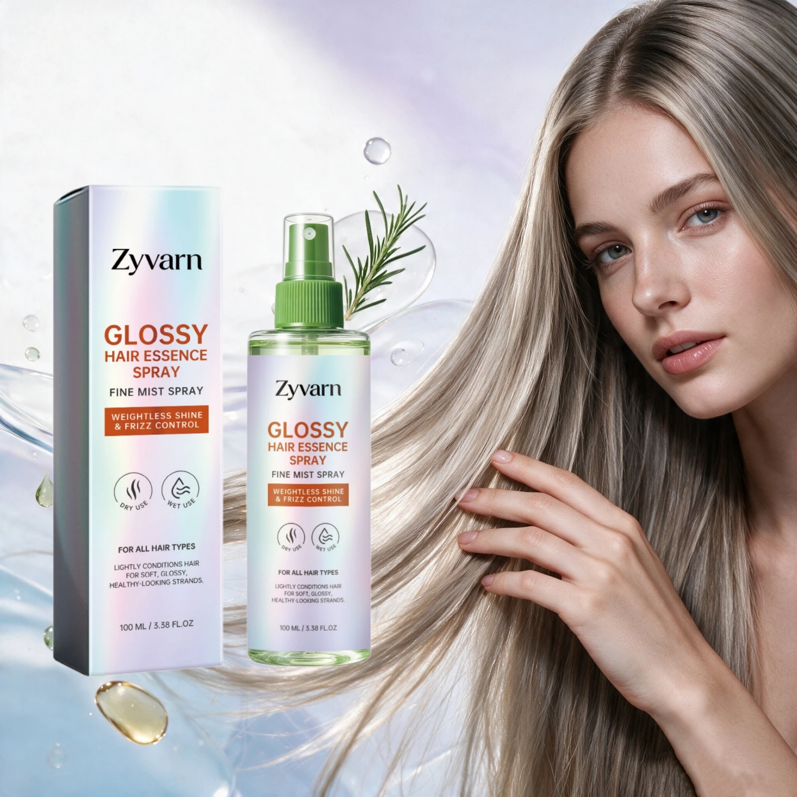 Soft Smooth Glossy Hair Essence Spray Weightless Shine Leave In Dry Wet Use Every Type Conditioning Hair Frizz Control Fine Mist