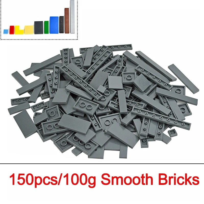 1x1 1x2 1x6 2x2 2x4 Bulk Mixed Smooth Building Blocks 11Color 150Pcs Creative City Thin Bricks Model Compatible Educational Toy