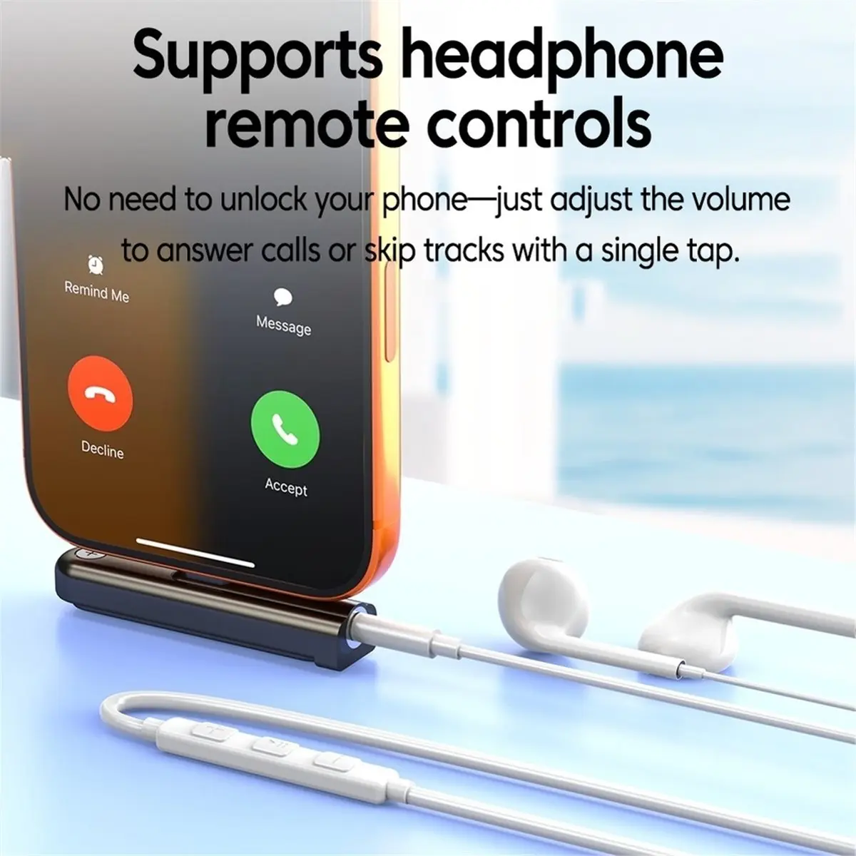PHONE&GEAR USB C to 3.5mm Earphone Jack Converter with Foldable Stand Type C to 3.5mm Audio Adapter Foldable Phone Holder