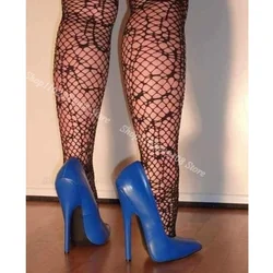 Décolleté Sexy a spillo in pelle blu décolleté a punta in stile britannico solido per le donne décolleté per abiti da festa 2024 Zapatos Para Mujere