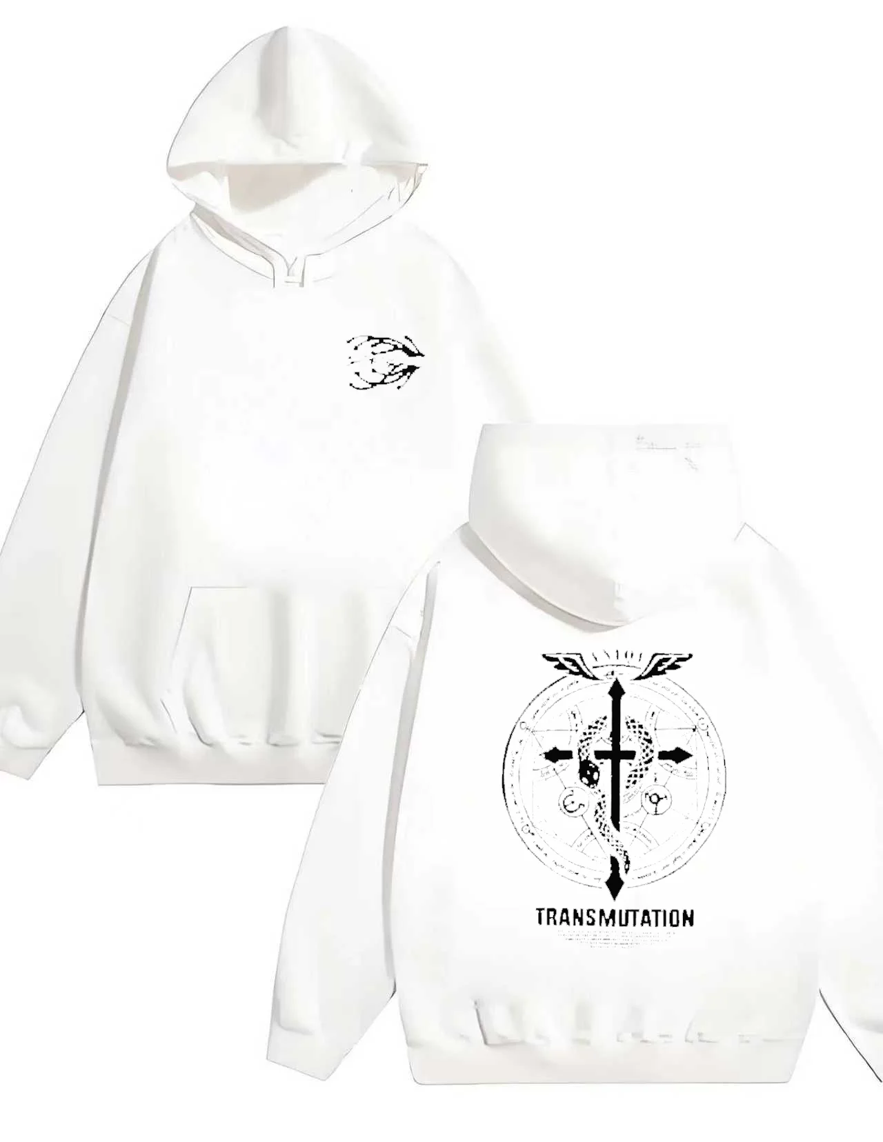 2025 New all-metal Alchemist Transformation symbol print 330G heavy-duty hooded sweatshirt anime print hooded sweatshirt