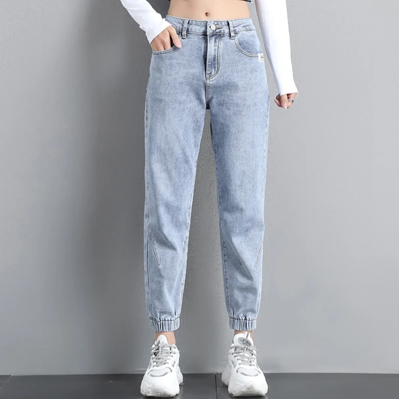 High Waist Harem Jeans Pants New Casual Denim Pants Ladies Office Work Ankle-Length Pants Loose Mom Pants