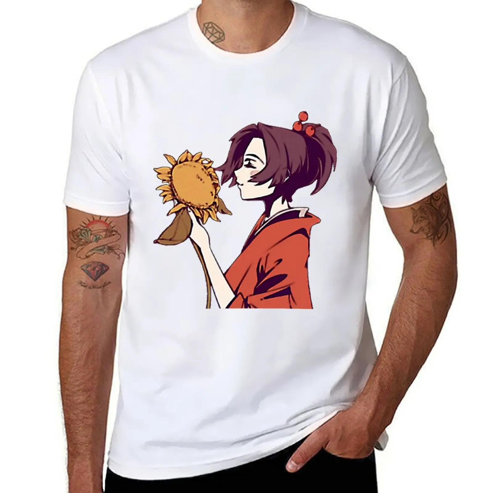

Fuu with a Sunflower T-Shirt essential t shirt t shirt man plain T-Shirt