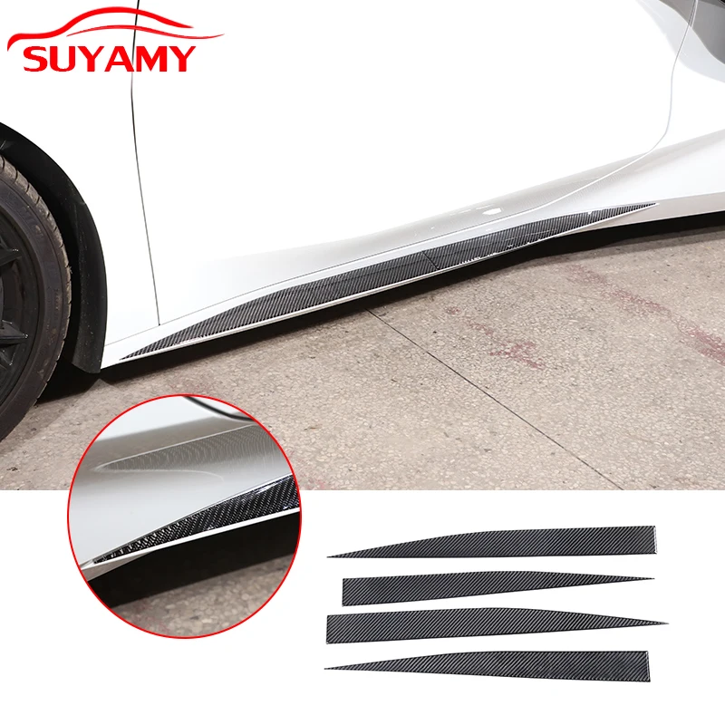 Soft Carbon Fiber Car Door Side Skirt Trim Kit Decorative Stickers For 2020-2023 Corvette C8 Stingray Z51 Z06 Auto Accessories