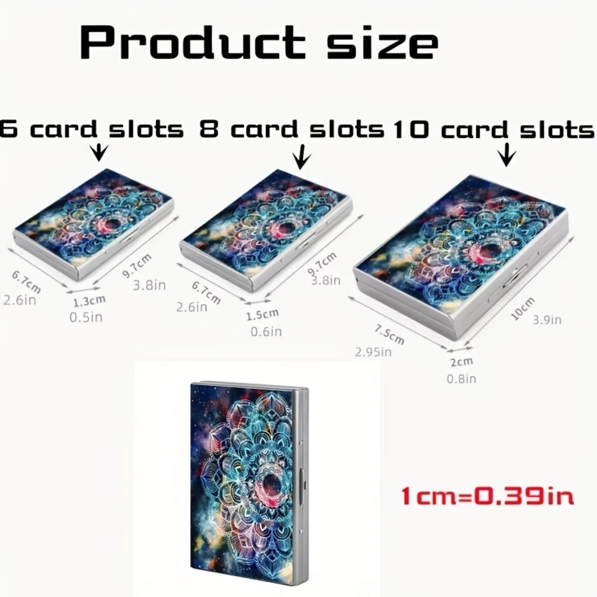 Double-sided Geometric Floral Stainless Steel Card Box 6/8/10 Card Slots Card Cases