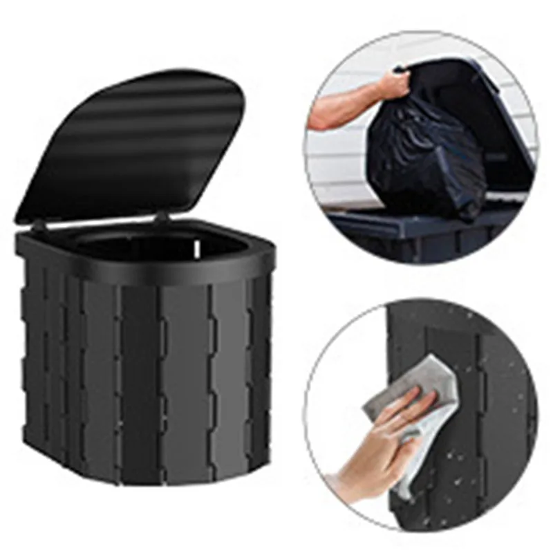 Portable Folding Toilet Car Mounted Self Driving Outdoor Equipment Garbage Bin Odor-proof Non-slip Camping Hiking Long Trip