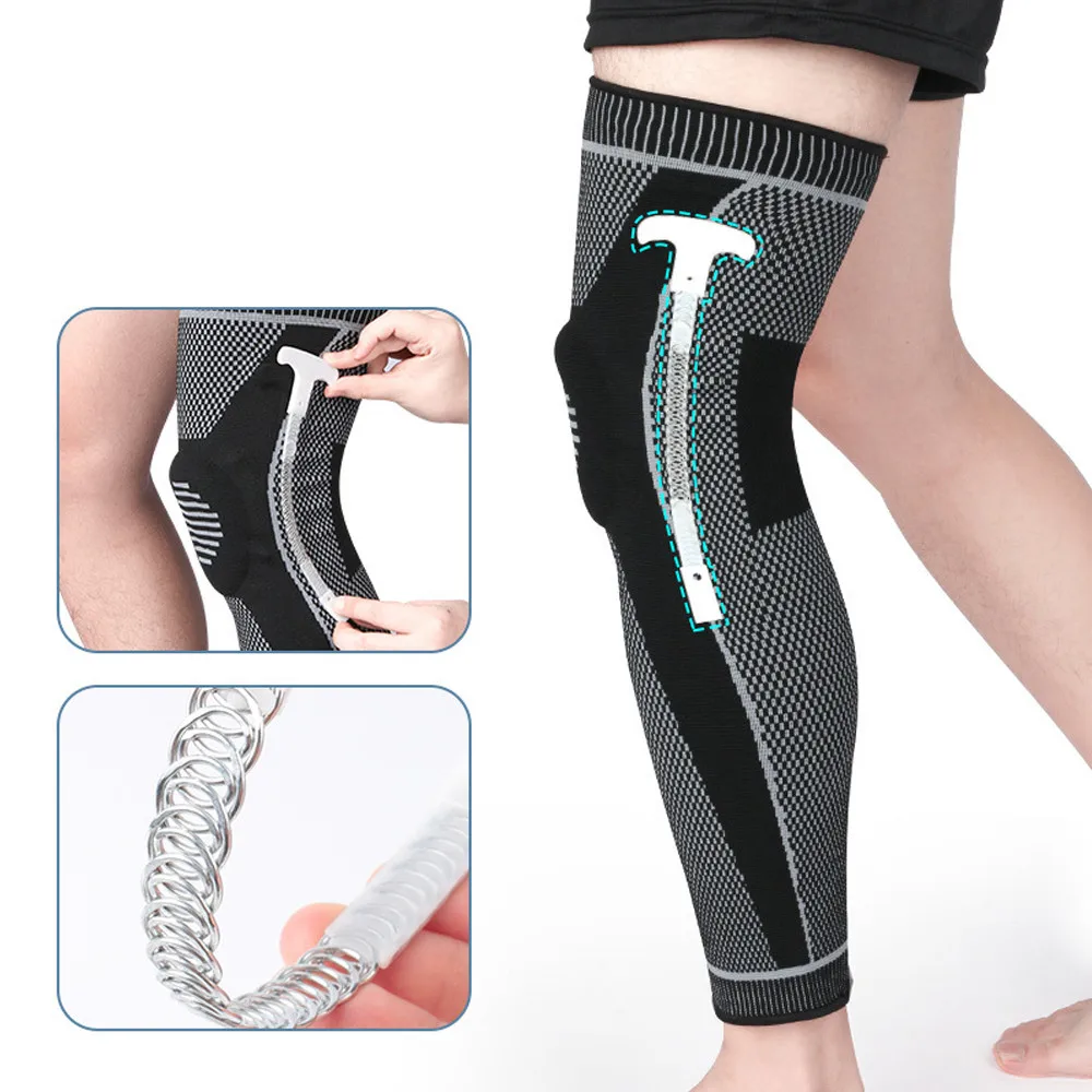 2Pcs Full Leg Knee Brace Compression Sleeve Support with Patella Gel Pads & Side Stabilizers for Meniscus Tear Joint Pain Relief