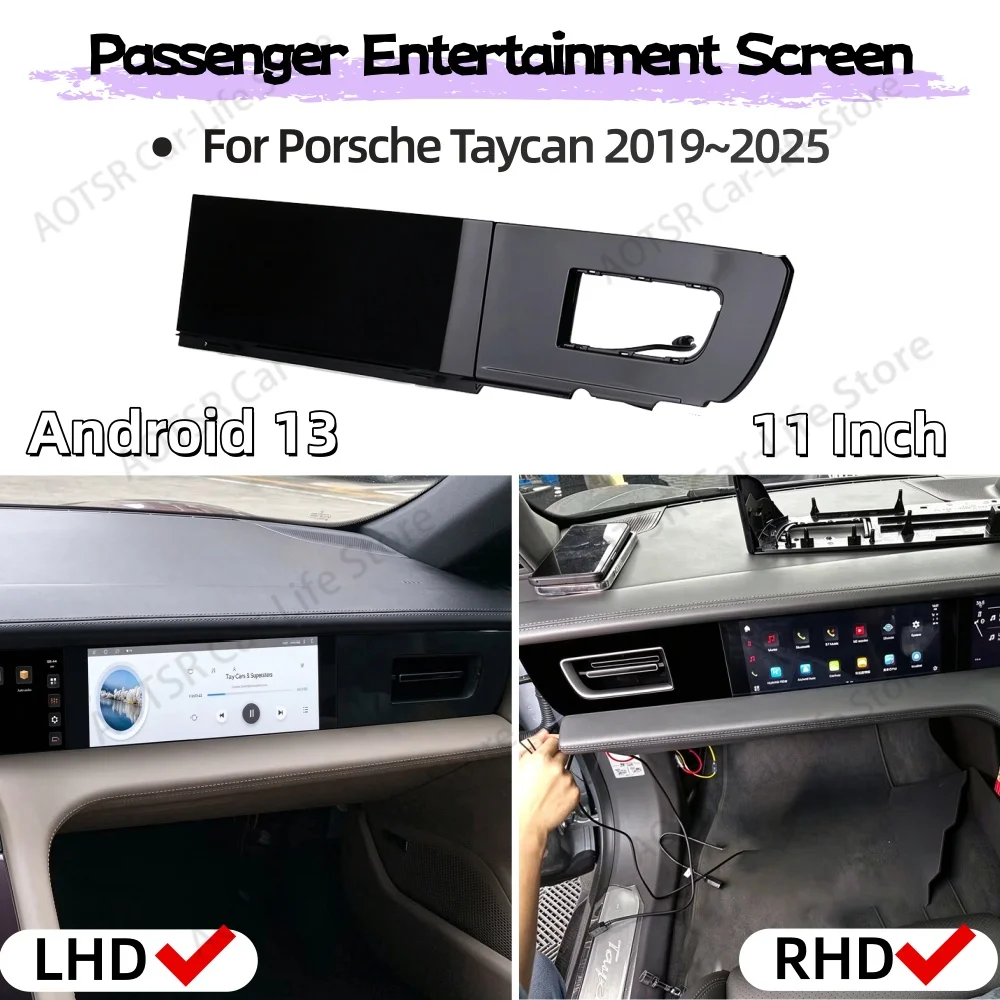 Car Passenger Entertainment Screen For Porsche Taycan 2019~2025 Android 13 Co-pilot Display Car Modification Accessories Kit