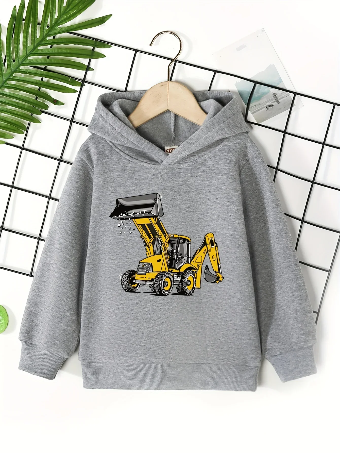 Print Gift Tractor Yellow Children Casual Pullover Long Slept Sporty Sweatshirt   Cartoon Space Autumn Winter Boys Outdoor