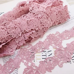 2Yards 5cm wide Pink Lace Trim Craft Flower Polyester Lace Fabric Venise Floral Embroidered Applique Decorated Lace Ribbon