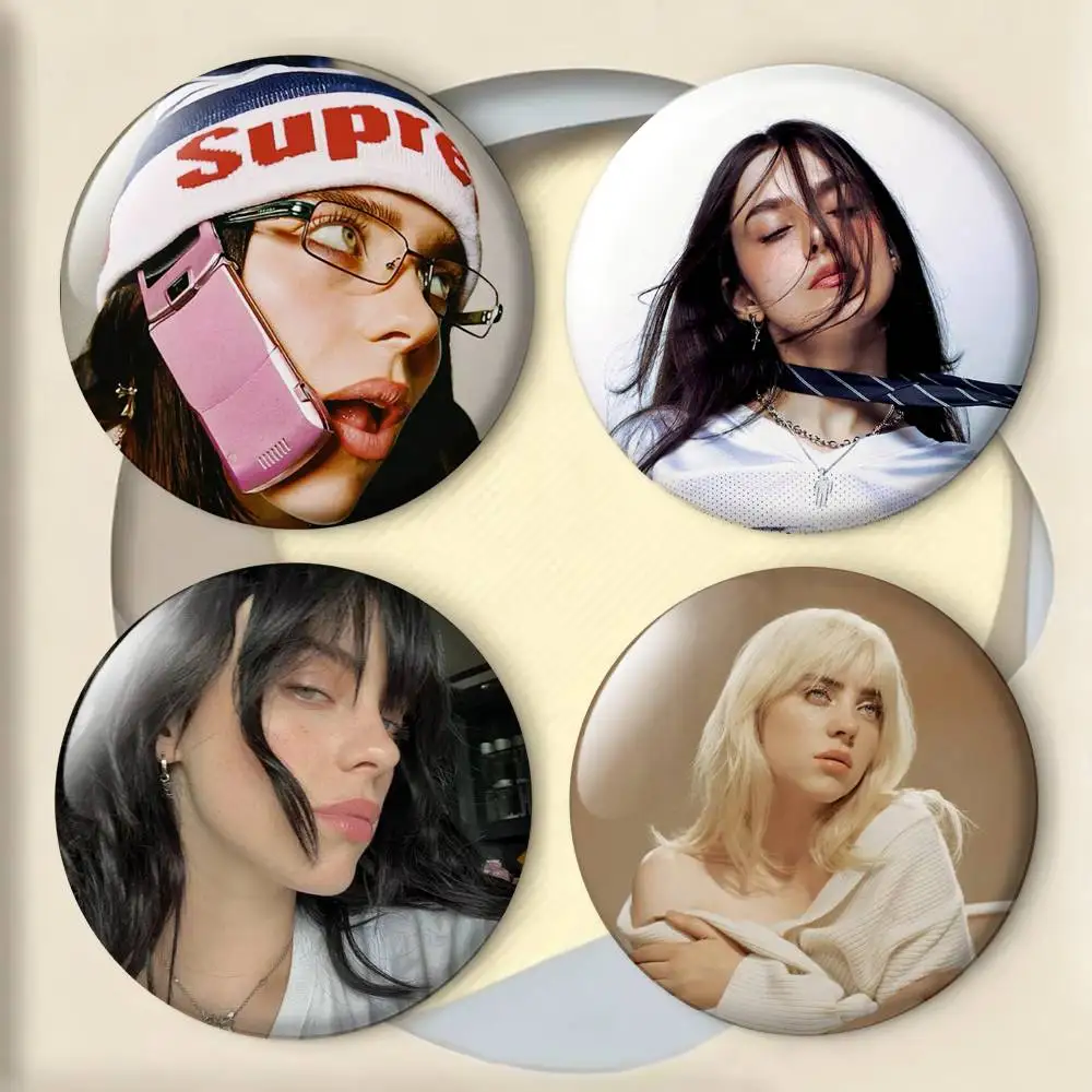 

B-Billie E-Eilish Badges 25 32 44 58 75 mm Round Fans Collect Friends Gifts Brooch Souvenir