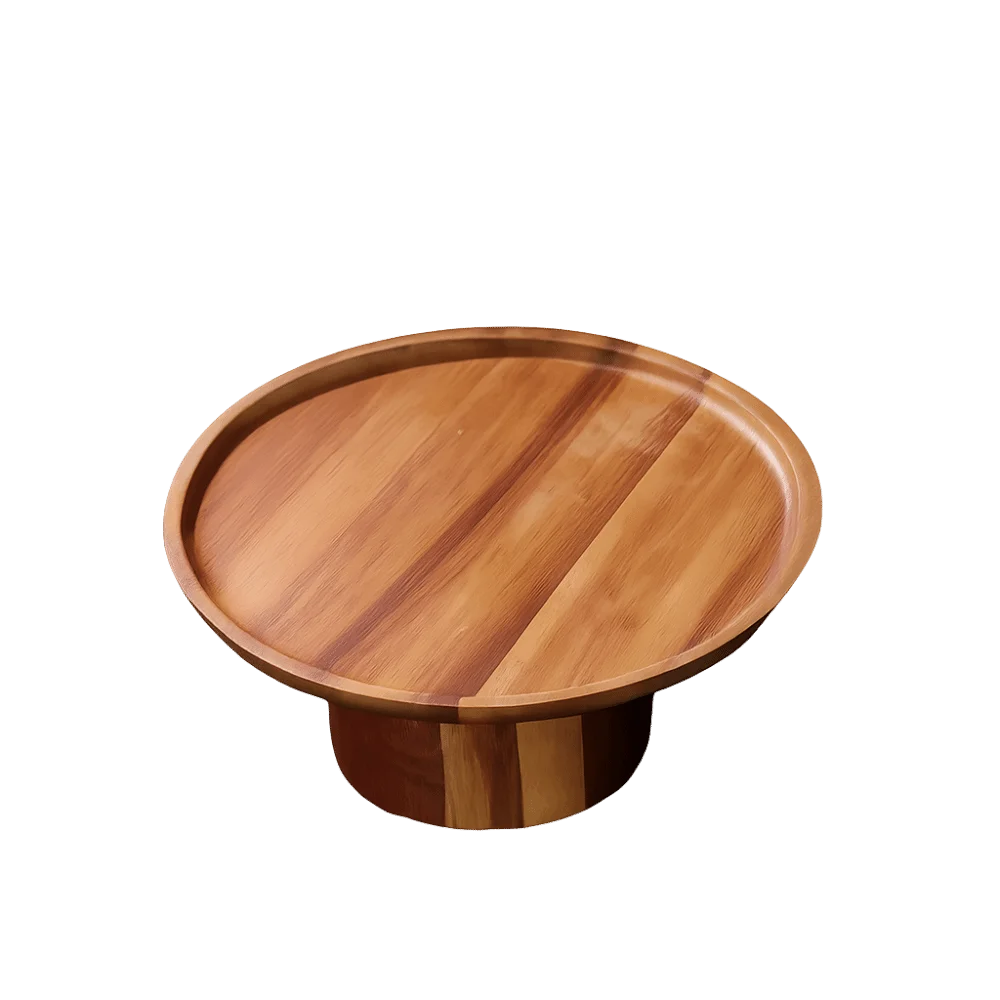 

High Foot Plate Solid Wooden Tray Practical Household Acacia Wood Fruit Plate INS Style Cupcake Dessert Display Stand