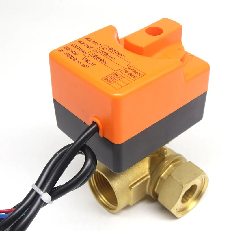 

DN25(G 1") AC220V 3 way 3 wires electric actuator brass ball valve,Cold&hot water vapor/heat gas brass motorized ball valve