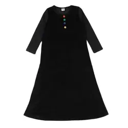 Girls dress long sleeves kids clothes velour ribbed winter girl dresses children clothing black kids winter long dress buttons