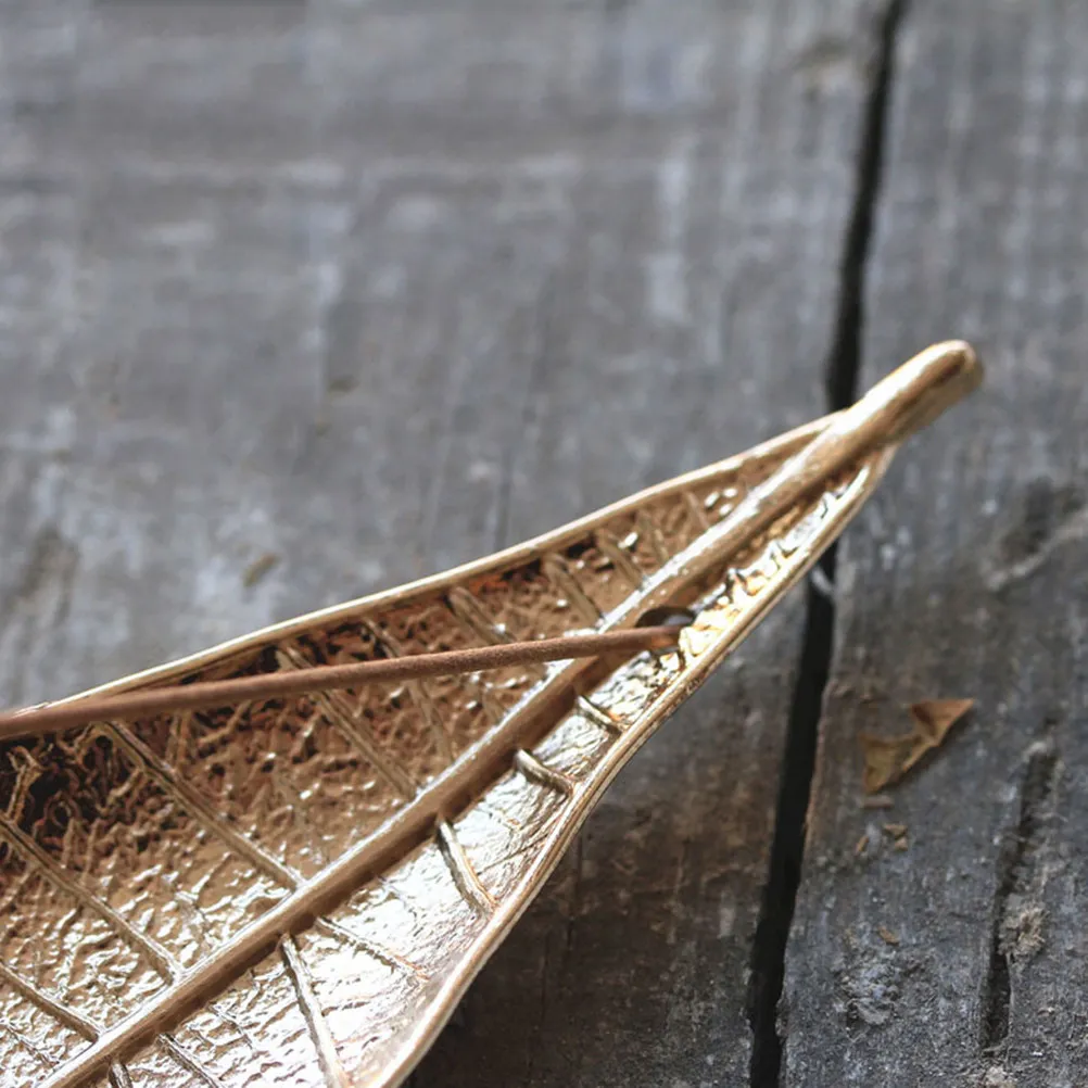 Bodhi Leaf Incense Inserted Burner Zinc Alloy Leaf Grain Aroma Therapy Incense Holder for Home Study Tearoom Yoga