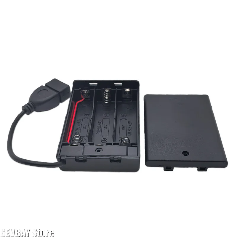 20Pcs 3XAA Battery Case with Cover - Switch Connected to USB Female Socket Holder