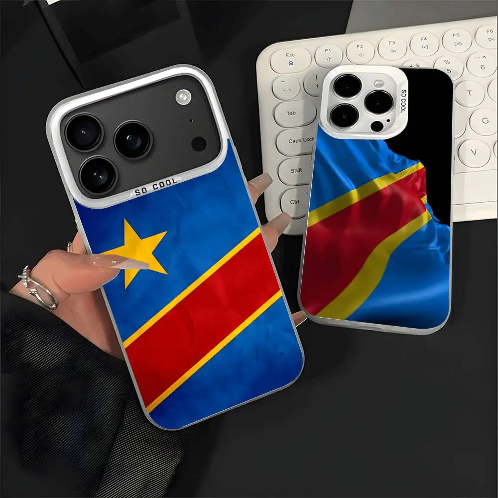

Democratic Republic Congo Flag For iPhone 17,16,15,14,13,12,11,Mini,Pro,E,SE4,XS,MAX White Shockproof Candy Matte Cover