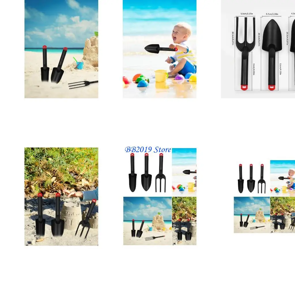 

Q0KB 3 Piece Beach Gardening Building Set Plastic Shovels Rake For Creative Play