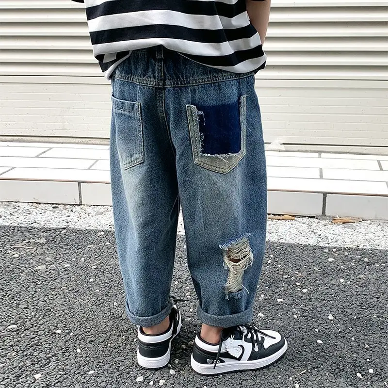 

Boys' Jeans Spring Autumn 2025 New Casual Baggy Toddler Boys Denim Pants Infant Spring Outfit Korean Style Fashionable