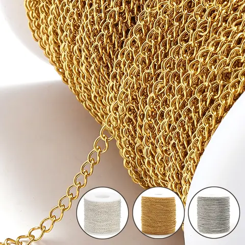 2 Meter Stainless Steel Extension Chain 2/3/4mm Gold Necklace Bracelet DIY Body Chain Accessories