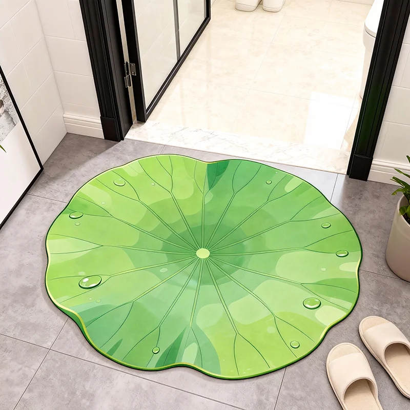 

New Chinese Sle Lotus Batoom Mat Absorbent Water Foot Pad Door Mat Dia Mud Material Household Rug Le ape Cusizable