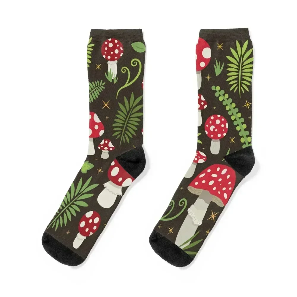 

Magic Forest Red Mushrooms Socks retro Soccer Socks Girl Men's