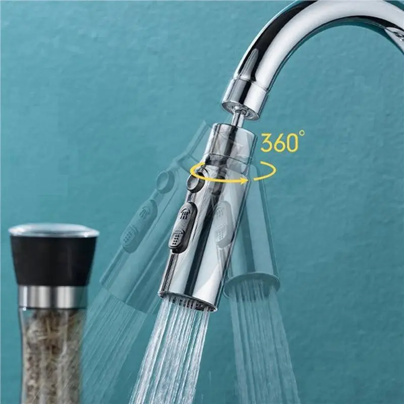ABRU-2X Rotatable Kitchen Faucet Multi-Function Scraper Universal Splash-Proof Bubble Maker Booster Extender Water Nozzle