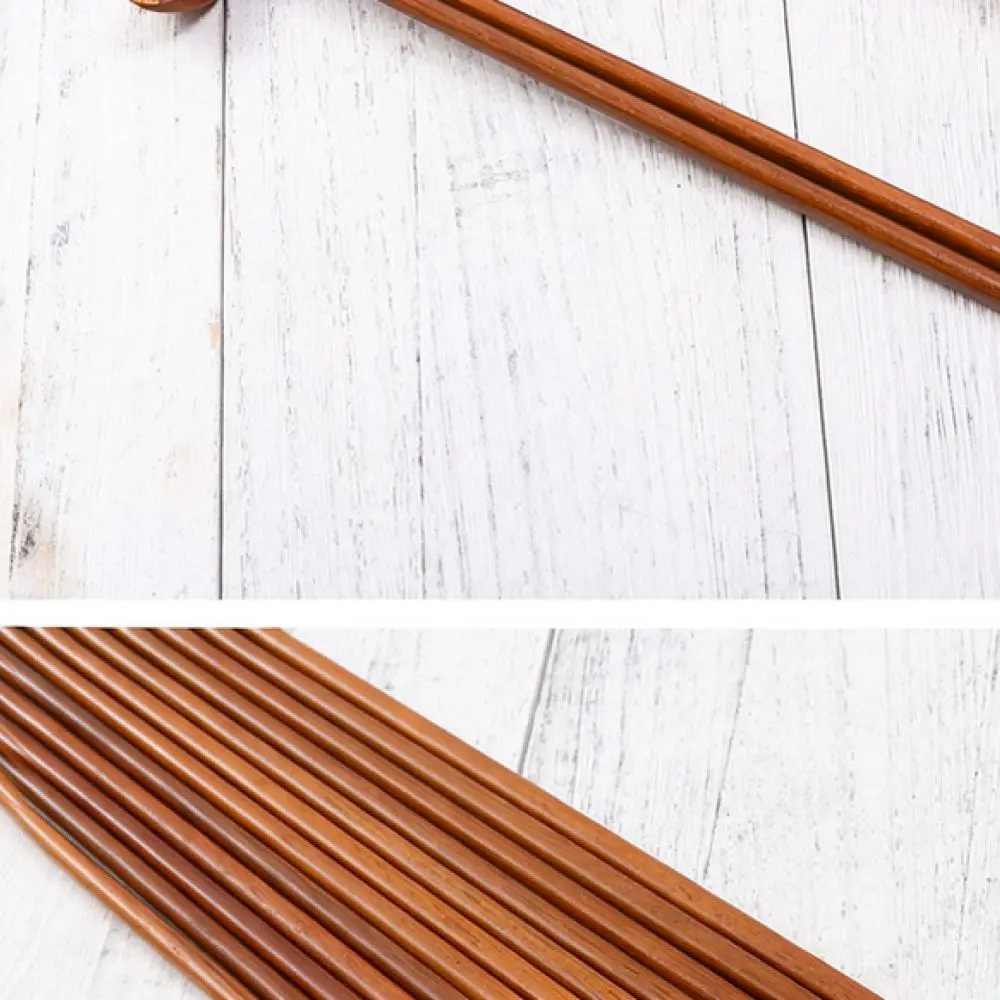 Natural Iron Wood Chopsticks Premium Reusable Kitchen Utensils Anti Slip Durable Wooden Tableware For Home Hotel Dinnerware Set