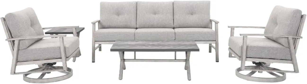 

Outdoor Patio Furniture Set, 5 Pieces Swivel Chairs Outdoor Patio Conversation Set with Upgrade Cushion, All Weather