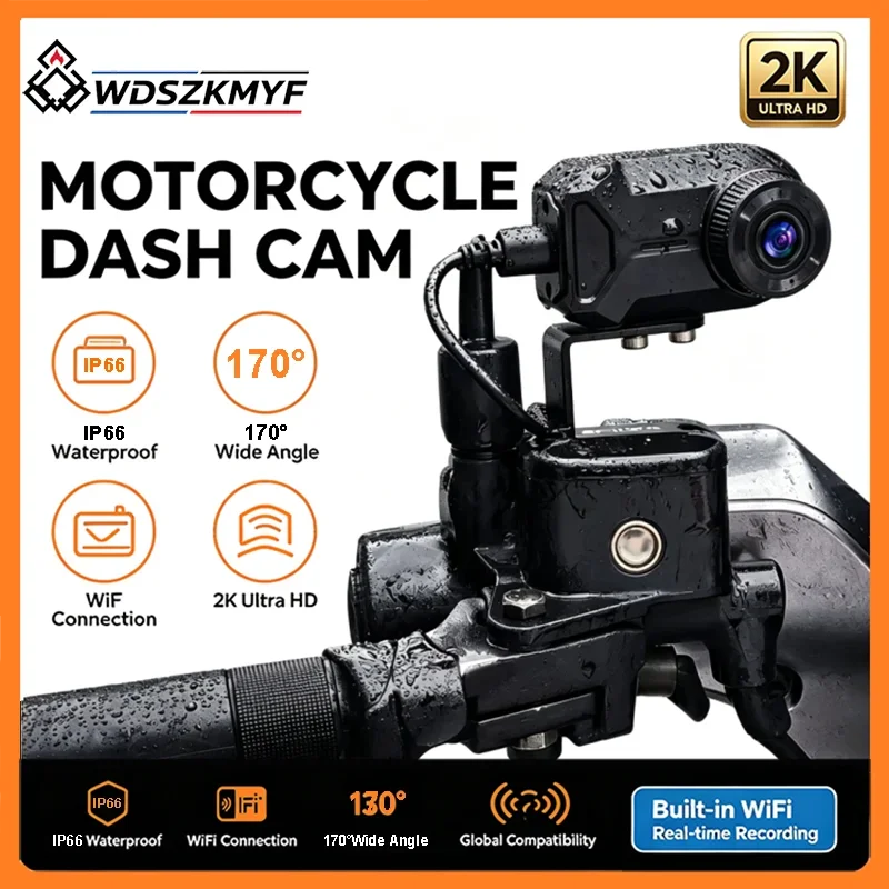 2K HD Motorcycle Driving Recorder IP66 Waterproof WiFi APP Control Outdoor Riding Dashcam Motorcycle Video Camera For Motorcycle