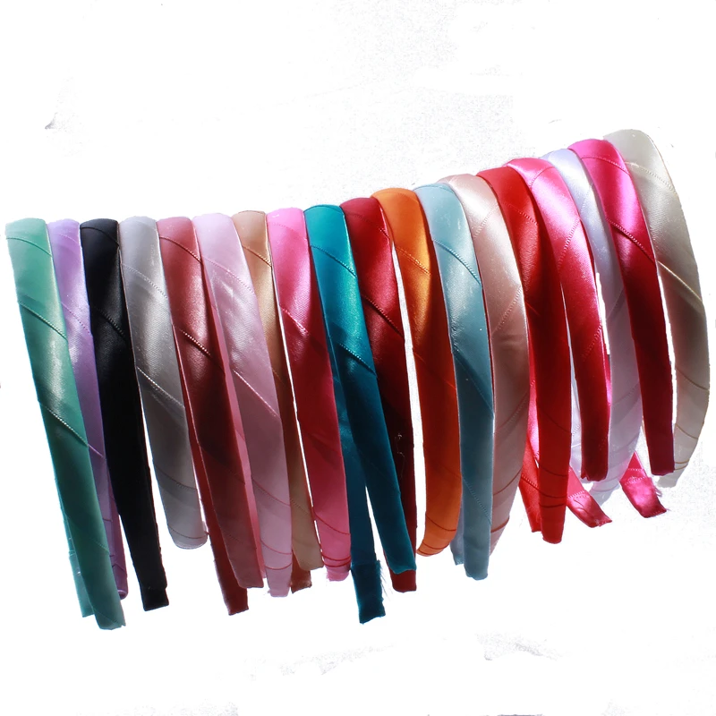 10PCS 14MM Wide Fit All Age Solid Satin Covered Headbands For Women Ribbon Covered Resin Hairbands For Girls friends Hair