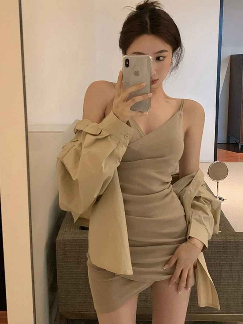 

Slimming Effect plus Size Women's Summer Dress Sexy V-Neck High Waist Belted Strapless Dress Korean Style Commute Wind