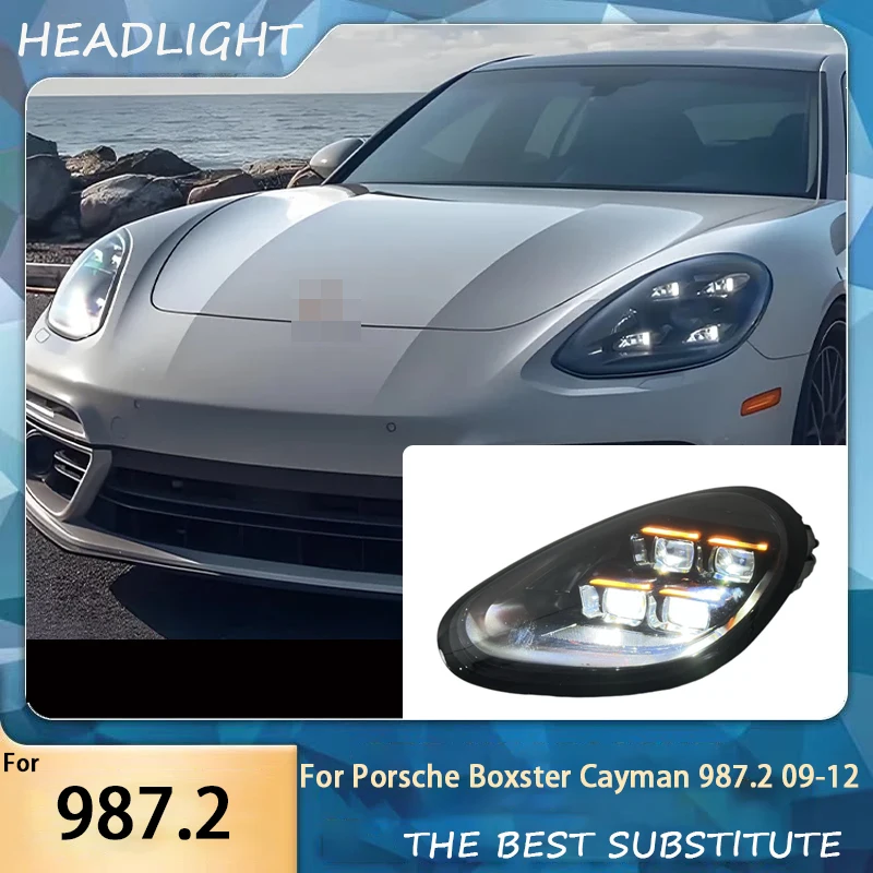 Car LED Headlight Suitable for 2009-12 Porsche/Cayman 987.2 Headlight Assembly Boxster Modified with LED Matrix Auto lighting