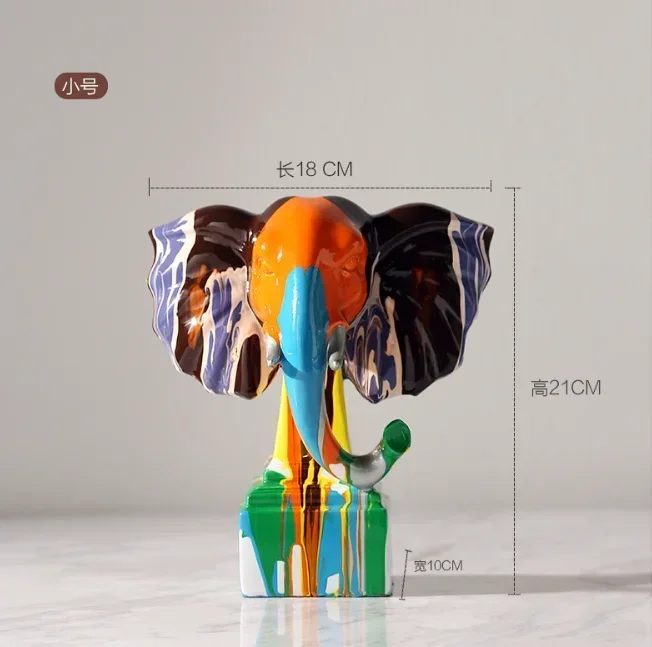 Abstract Living Room Decoration Accessories Modern Stained Dripping Paint Elephant Sculpture Statue