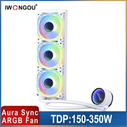 IWONGOU Water Cooler Lga1700 360mm White Black 4pin Argb Cooler Fan 120mm Rgb X99 Processor Cooler Liquid Cooling for Intel AMD