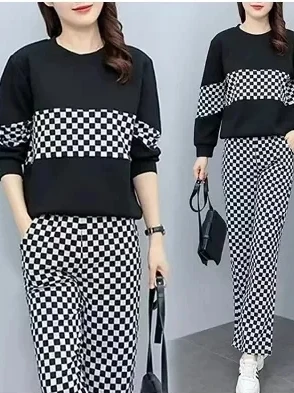 Fashionable Loose Fit Large Size Sportswear Set Sweatshirt And Pants Two Piece Casual Autumn Wear Comfortable Breathable Poly...