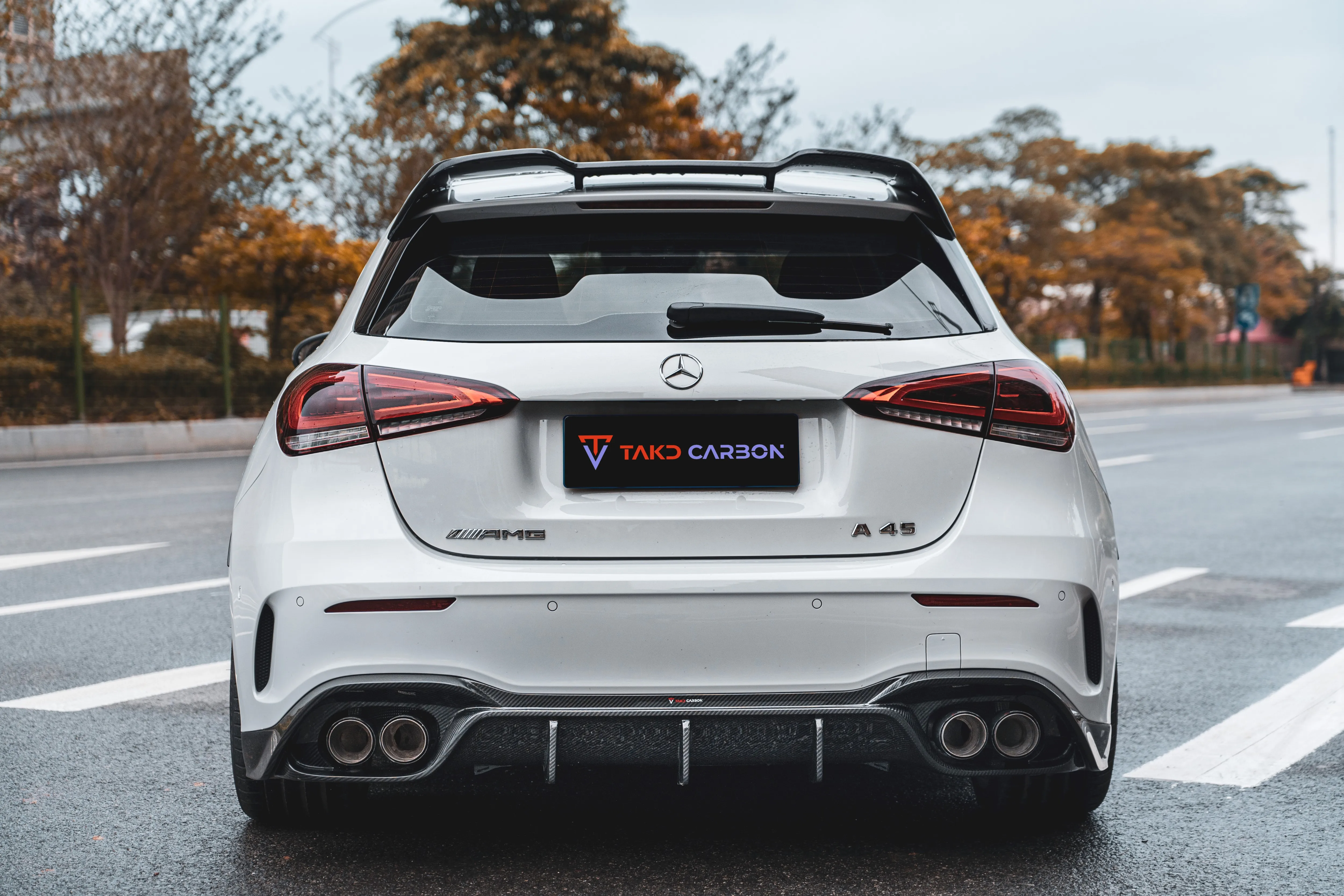 Fibra de carbono seca 3k sarja spoiler traseiro do carro asa spoiler tronco automático para mercedes benz amg a45 w177 2020-2023 spoiler de inicialização