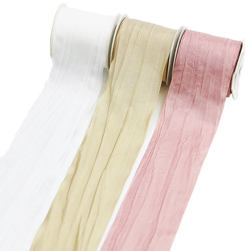 

(10 Yards/pack) 5cm Pleated Glossy Ribbon Butterfly Ribbon Top Hat Clothing Accessories Polyester Bouquet Packaging Ribbons Lace